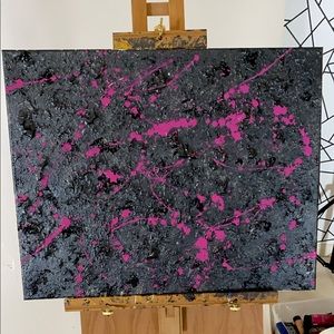 New Custom Charcoal gray and hot pink wall art
